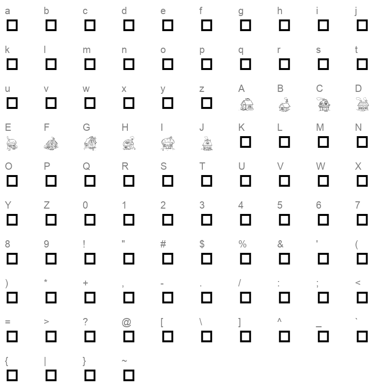 Destiny's Little Houses Regular Character Map