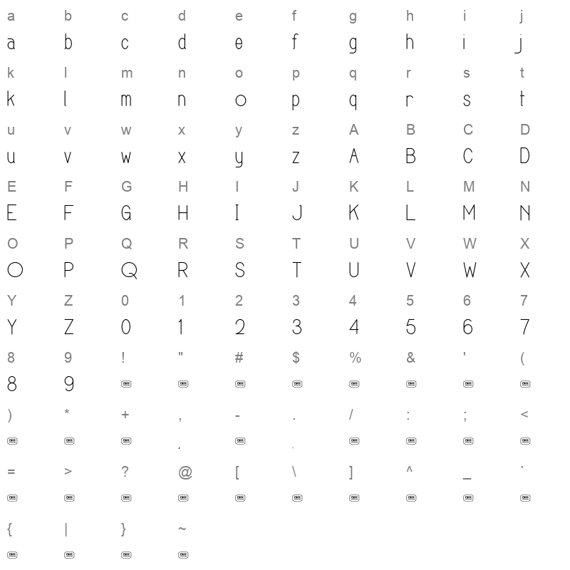 DEVINLAND lovecocky WOFF2 Character Map