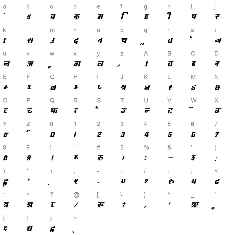 DevLys 090 Bold Italic Character Map