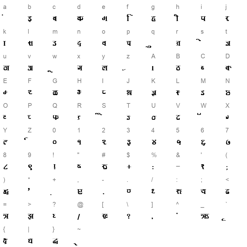DevLys 350 Bold Character Map