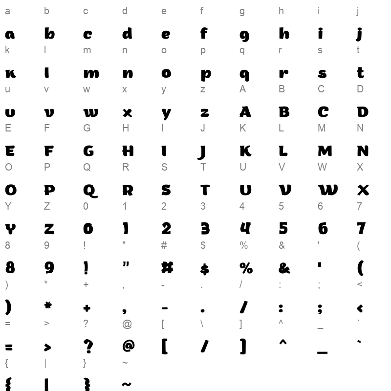 DG Aqsa Bold Character Map
