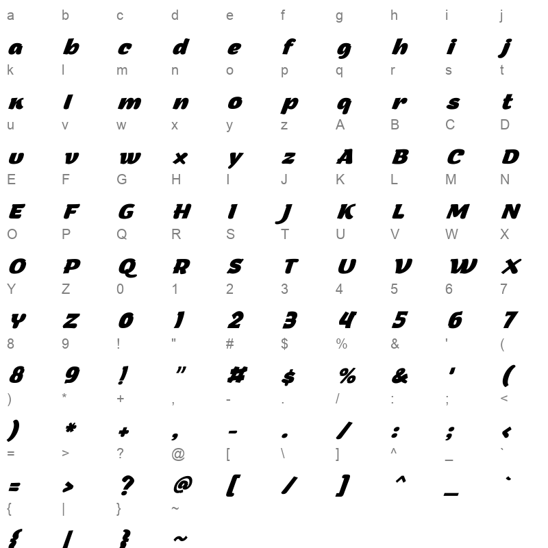 DG Aqsa italic Character Map