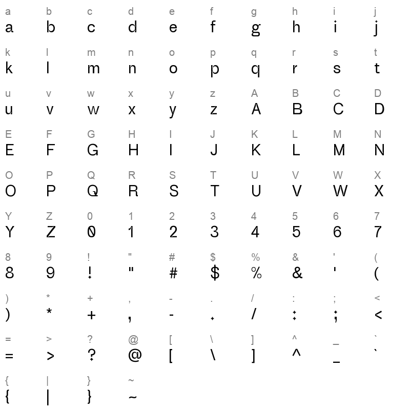 DiamondGrotesk VF Character Map