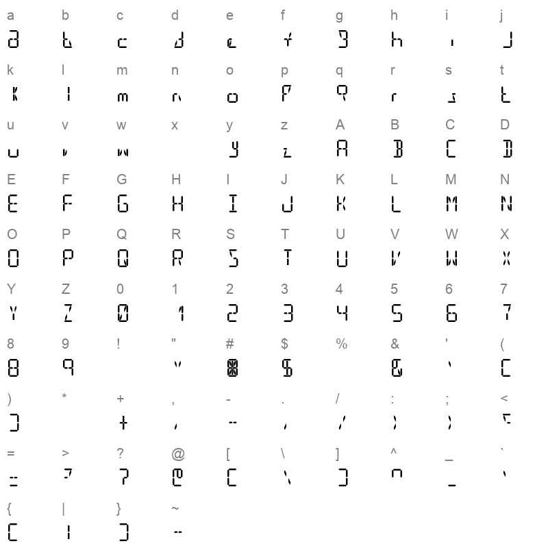 DigitTech14 Regular Character Map