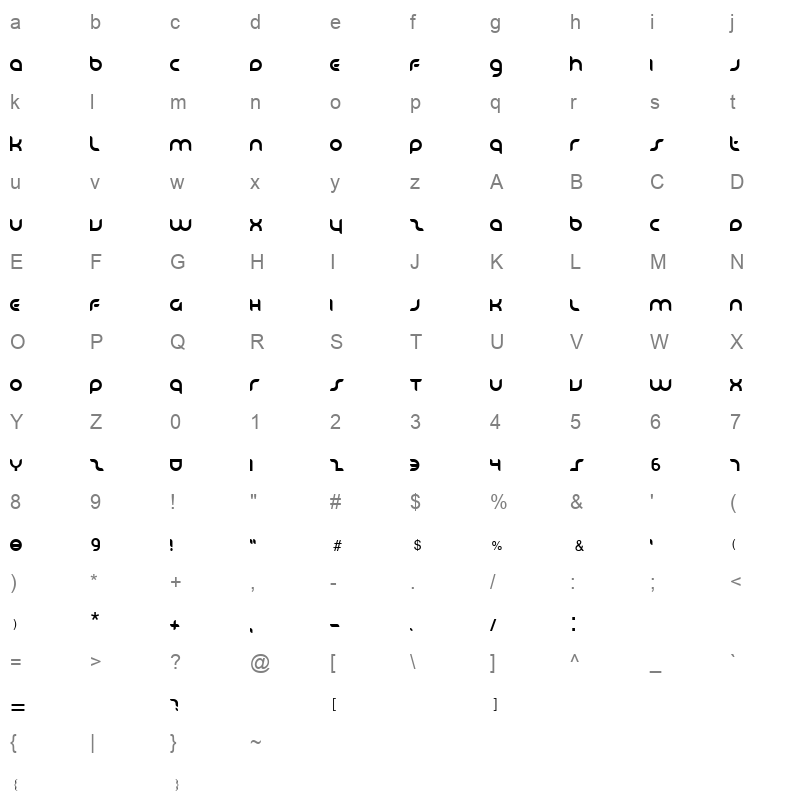Dima Barf 2 Bold Character Map