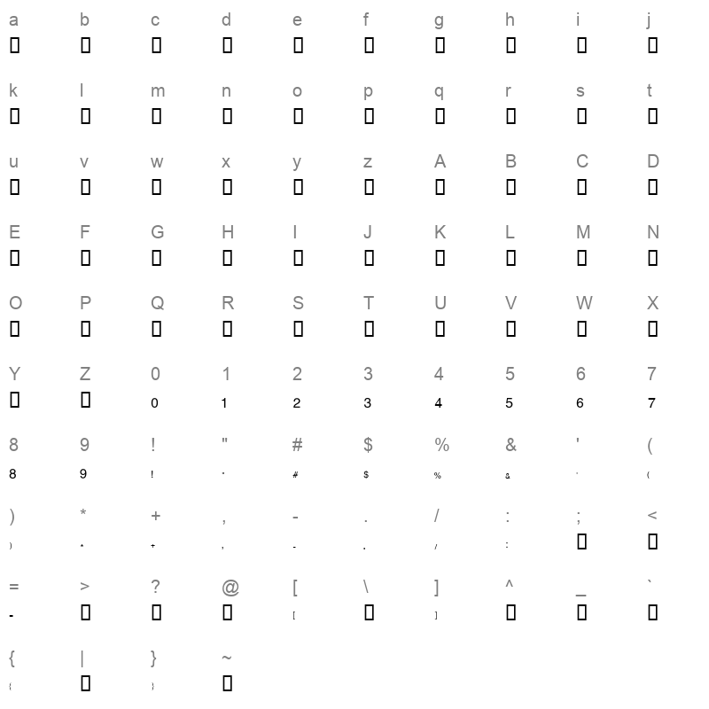 Dima Fantasy2 Regular Character Map