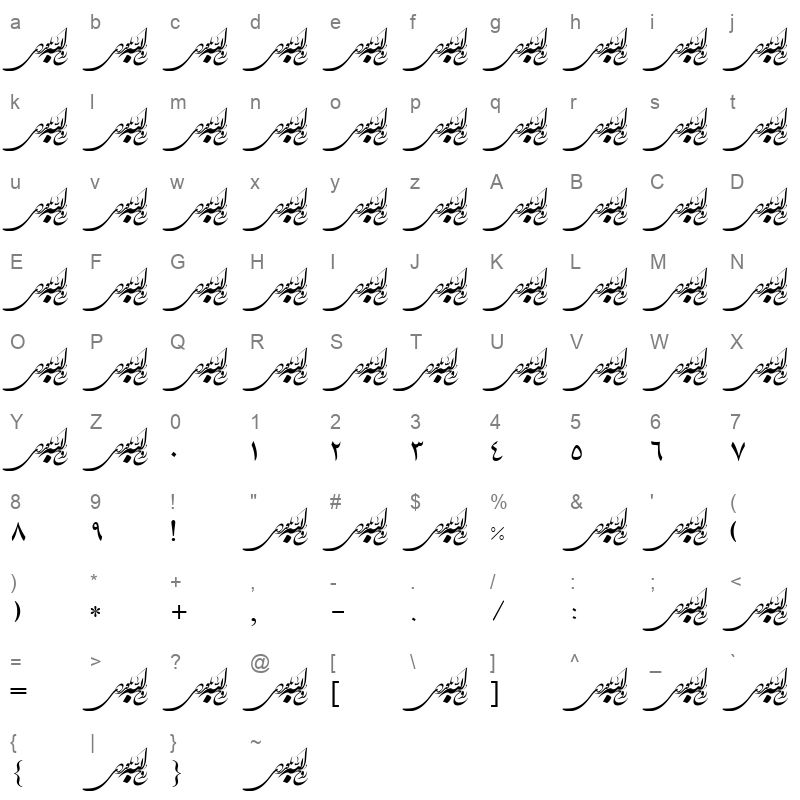 Dima Kereshmeh Regular Character Map