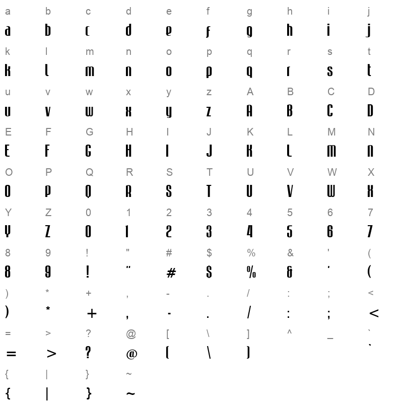 Dima Mabella Bold Character Map