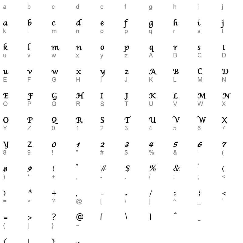 Dima Shekasteh Free Regular Character Map