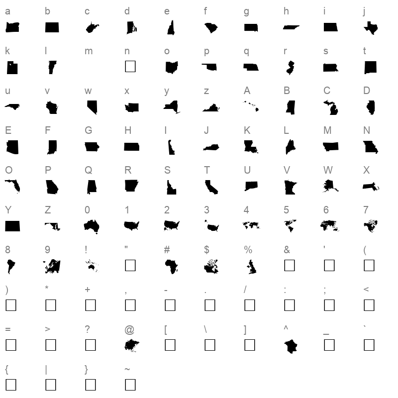 DingMaps Normal Character Map