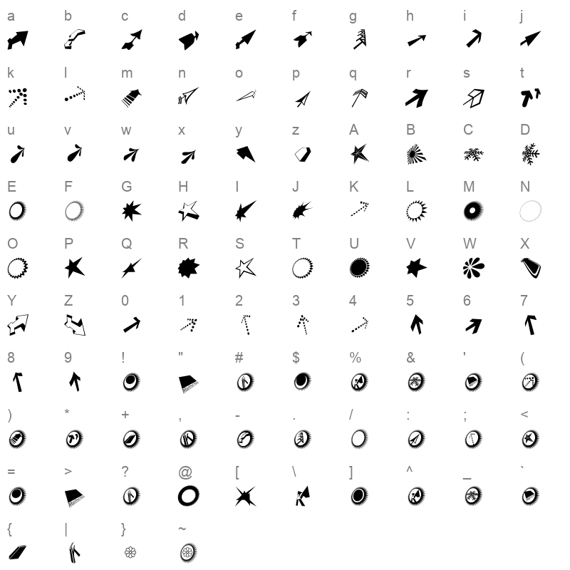 DingsbumsBats Regular Character Map