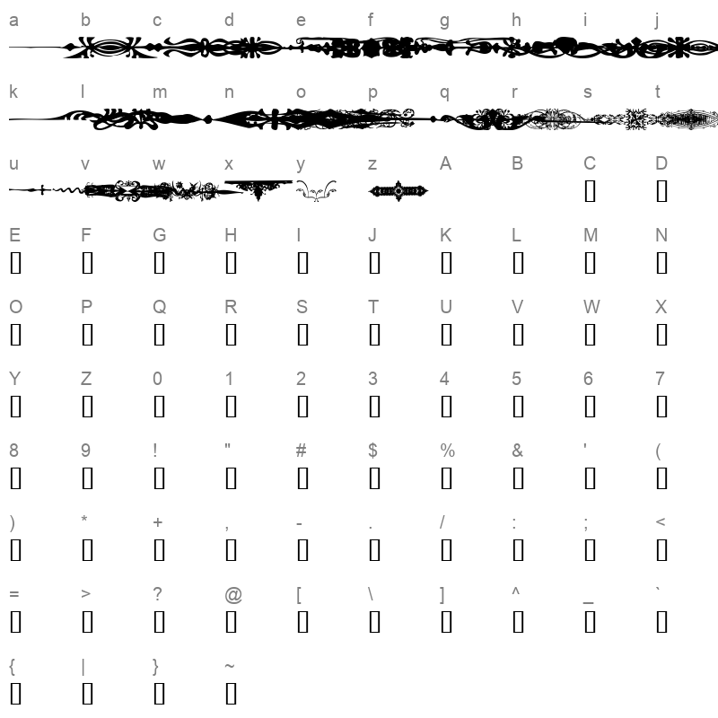 Dividers Regular Character Map
