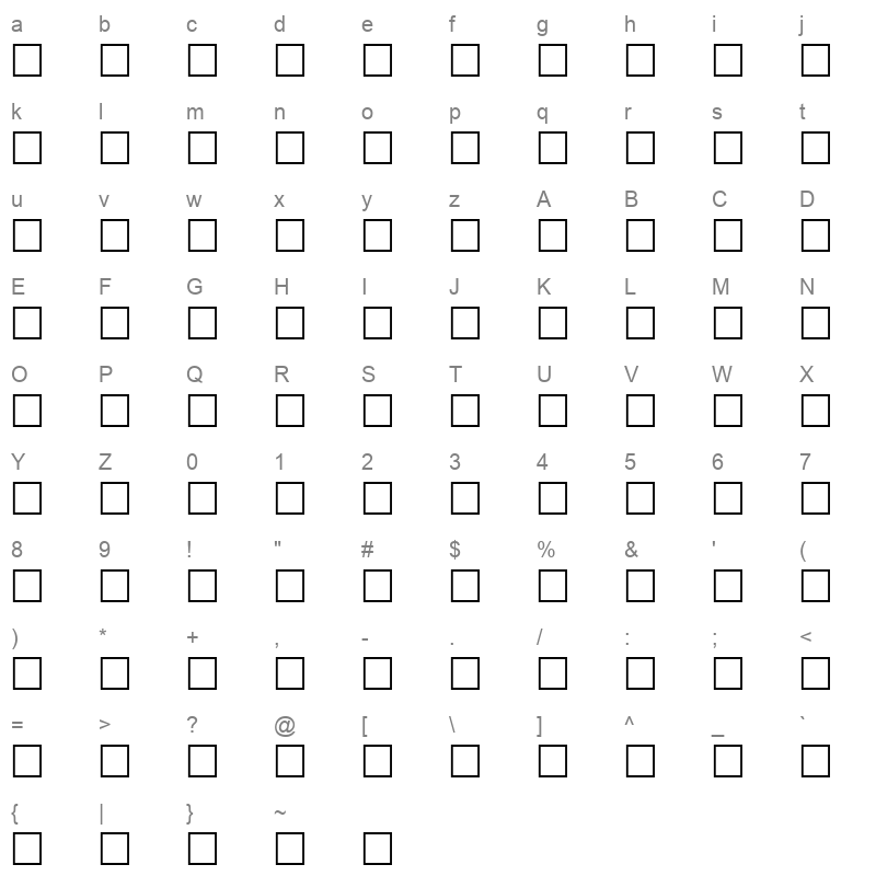 Diwani Simple Outline 2 Regular Character Map