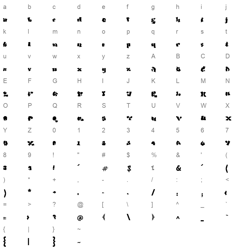 djadli Tachkili Regular Character Map