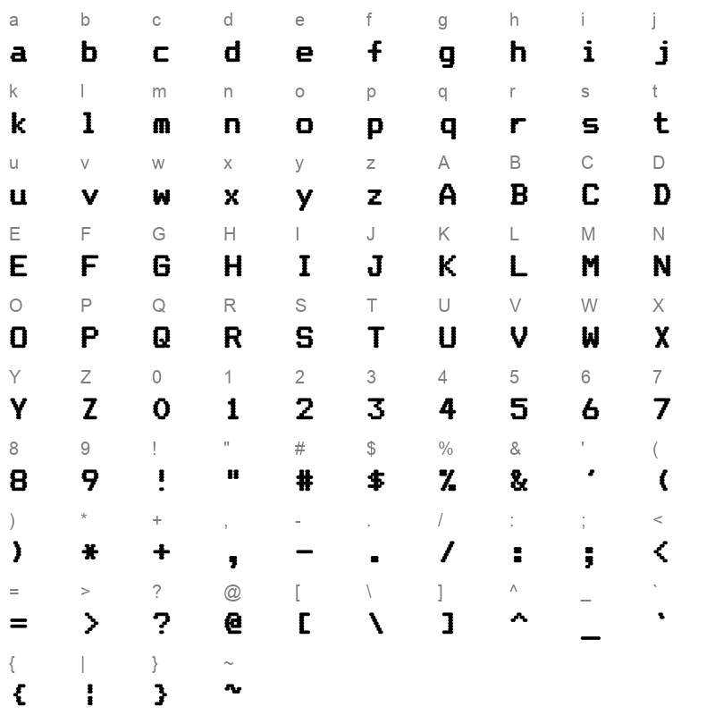 Dorothy Matrix M Condensed Demi Character Map