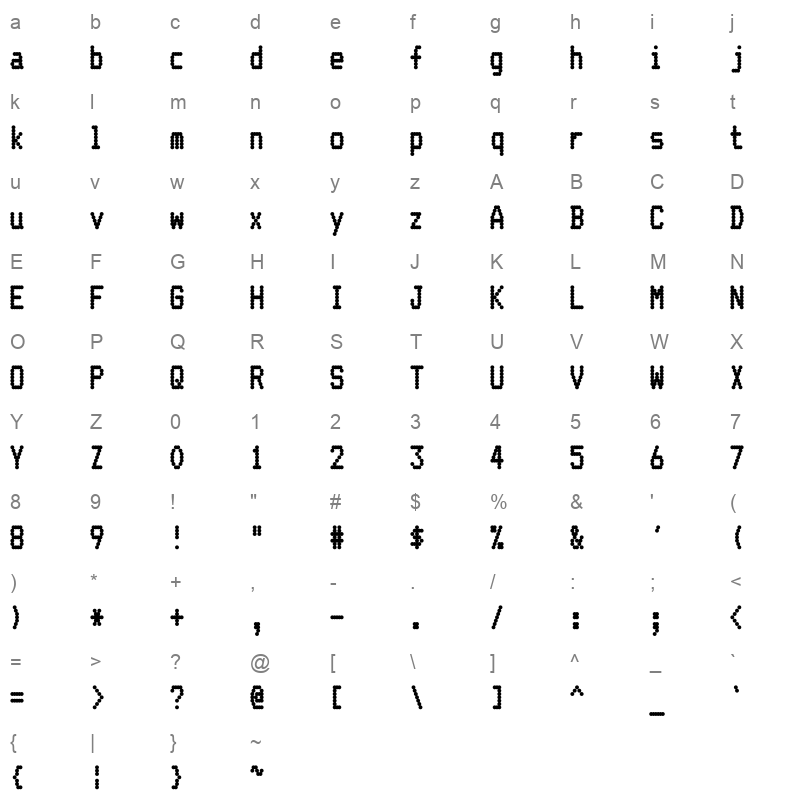Dorothy MatrixM Compressed Regular Character Map