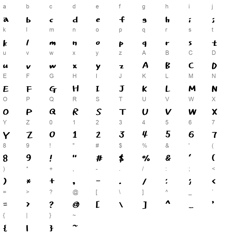 drfont daraehand Regular Character Map