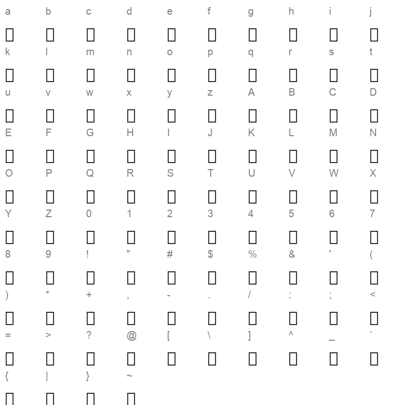 Droid Arabic Naskh Regular Character Map