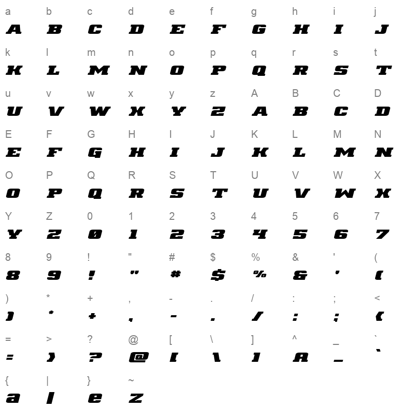 drover expand italc Character Map