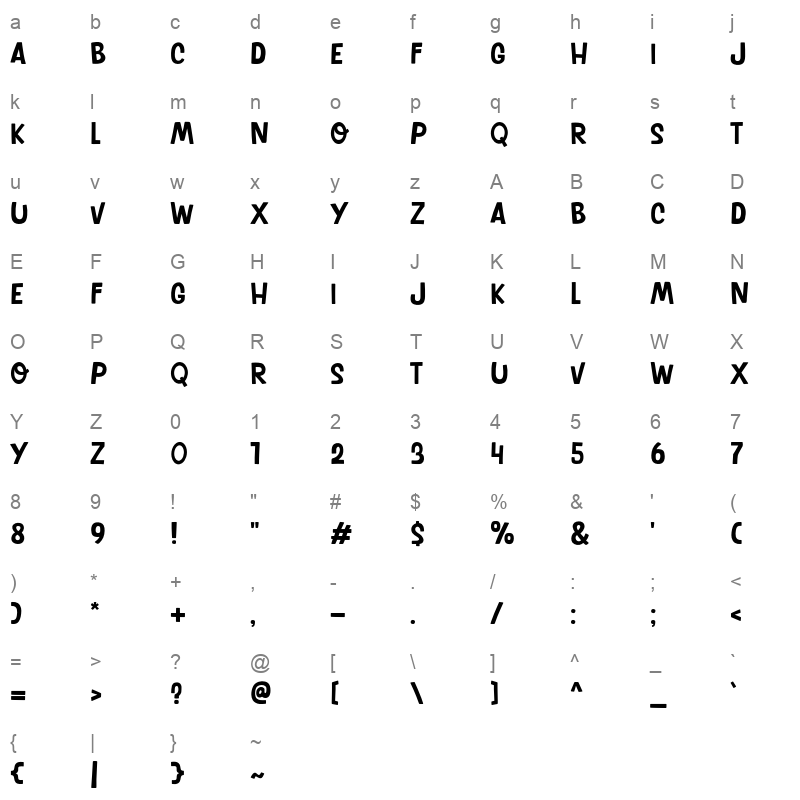 Duck Come otf Character Map