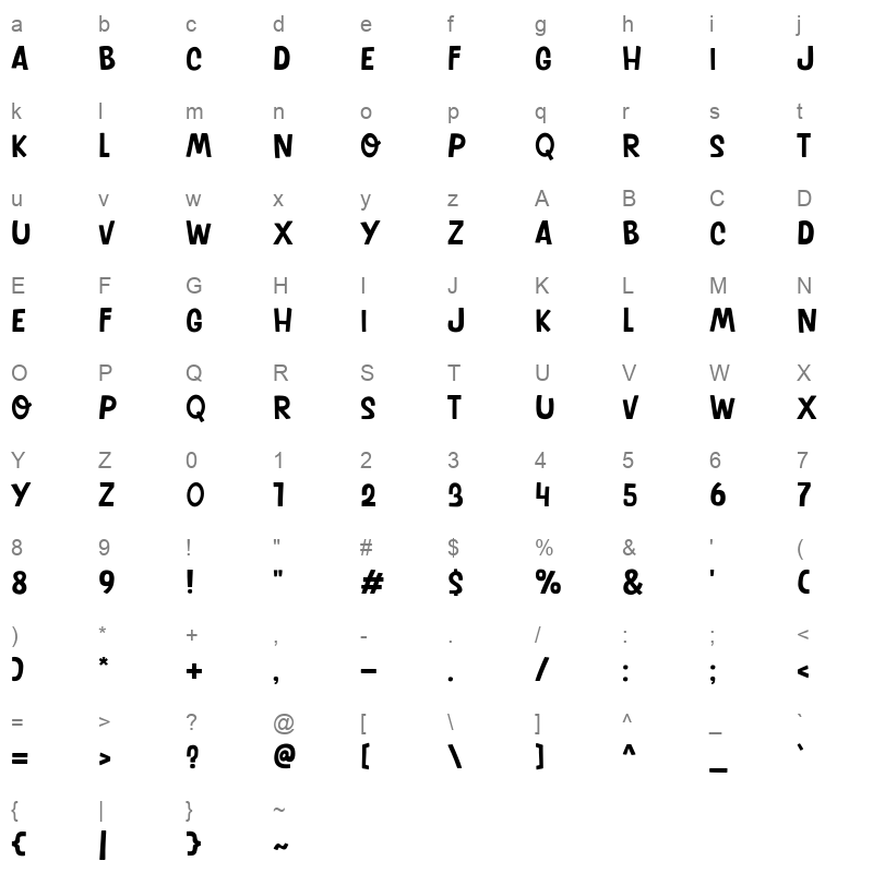 Duck Come Character Map