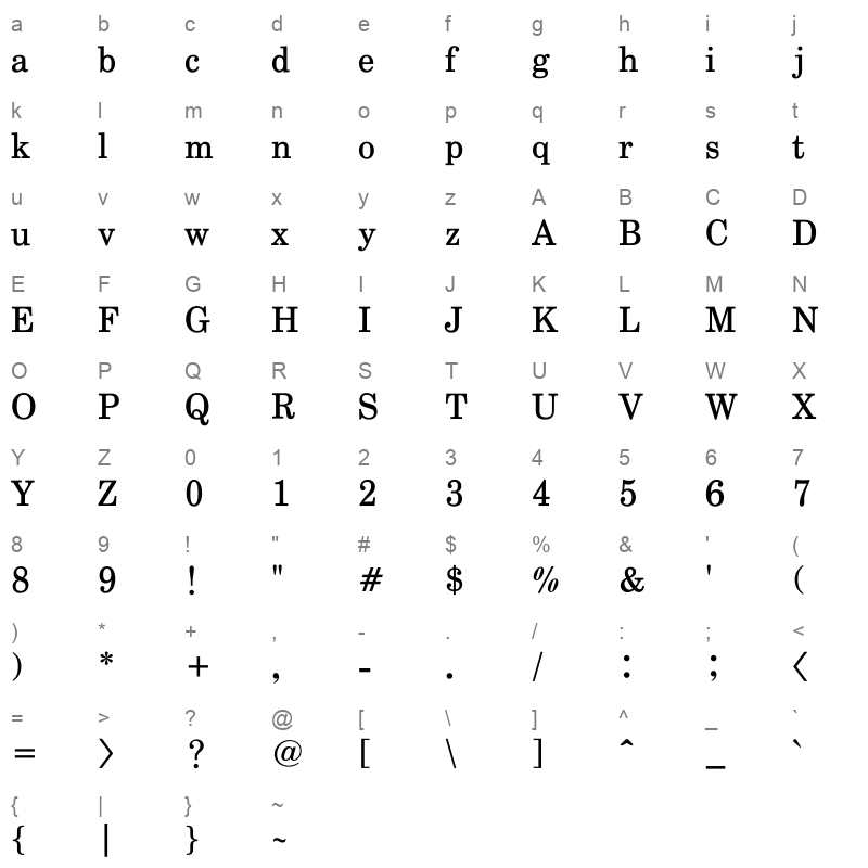 DX 60 Black Character Map