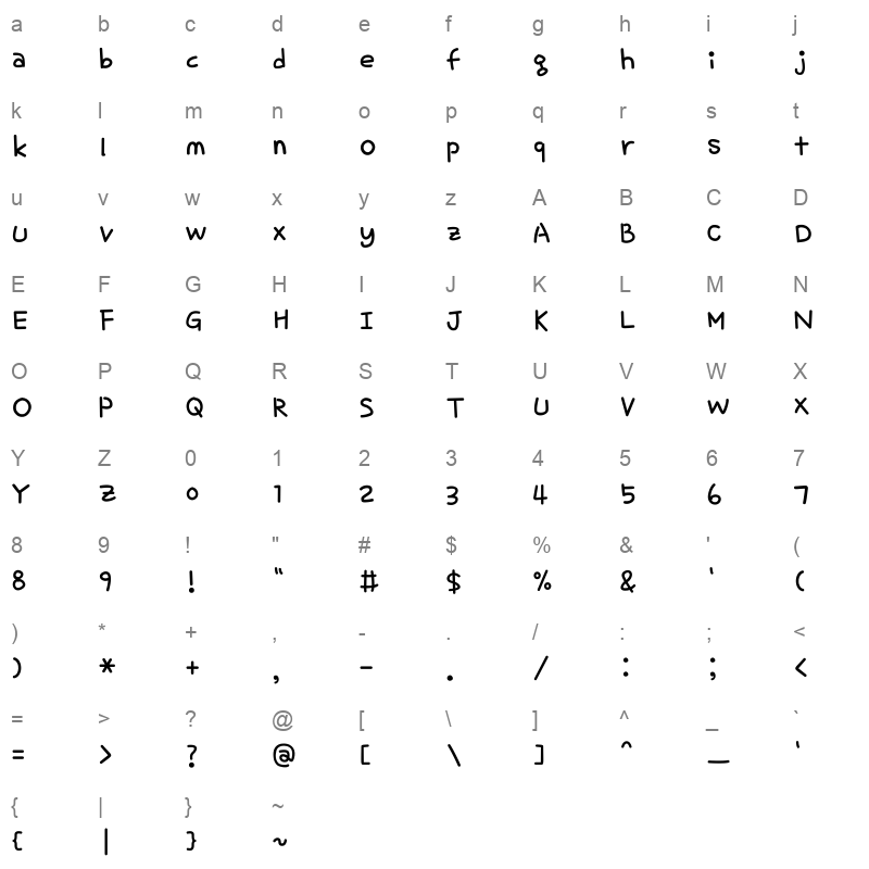 DXMerrygoround Regular Character Map
