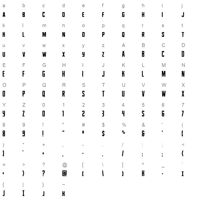 dynamic trooper cond straight Character Map