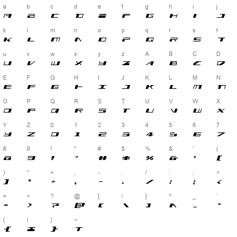 EAGLE expand ital Character Map