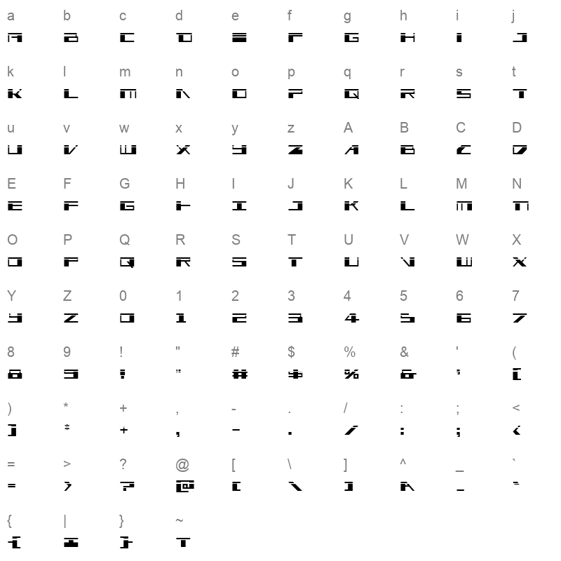 EAGLE laser Character Map