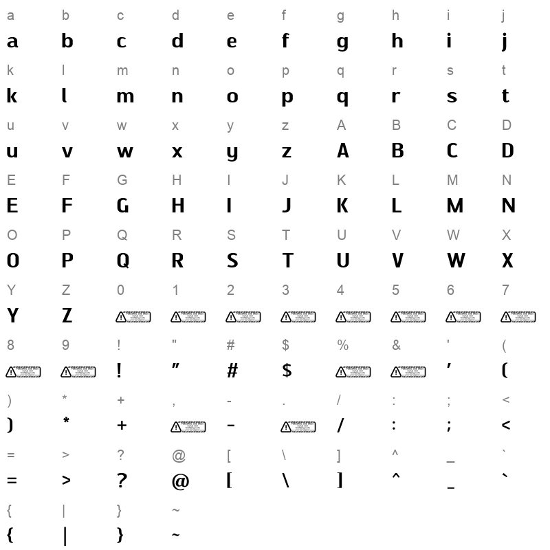 Ebson Character Map
