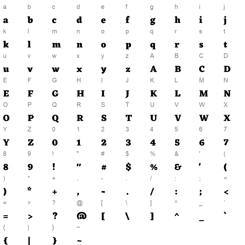 Eczar ExtraBold Character Map