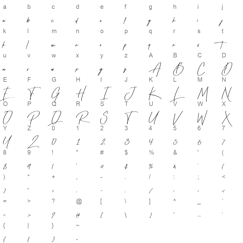 Enchant TTF Character Map