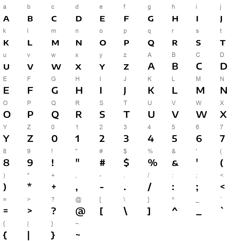 EncodeSansSC Expanded SemiBold Character Map