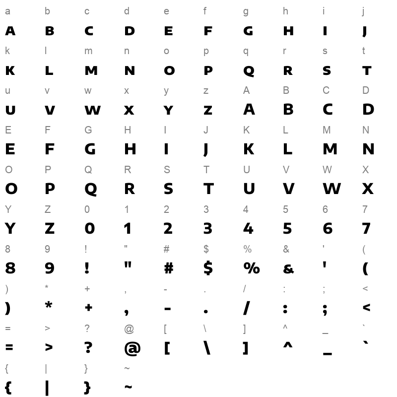 EncodeSansSC SemiExpanded ExtraBold Character Map