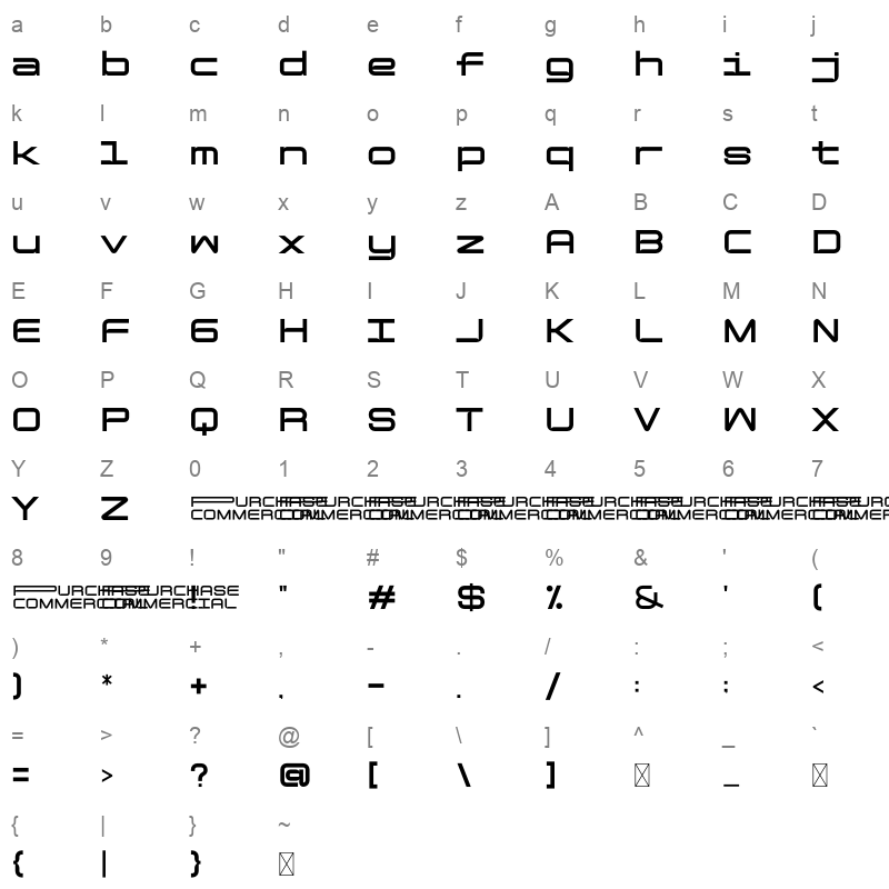 Enfonix Character Map