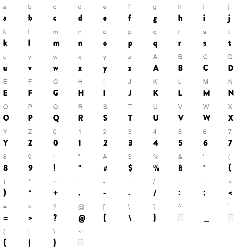 EqualSlipcase Regular Character Map
