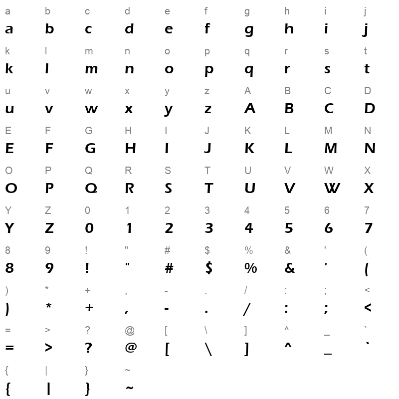 ERASDEMI Character Map