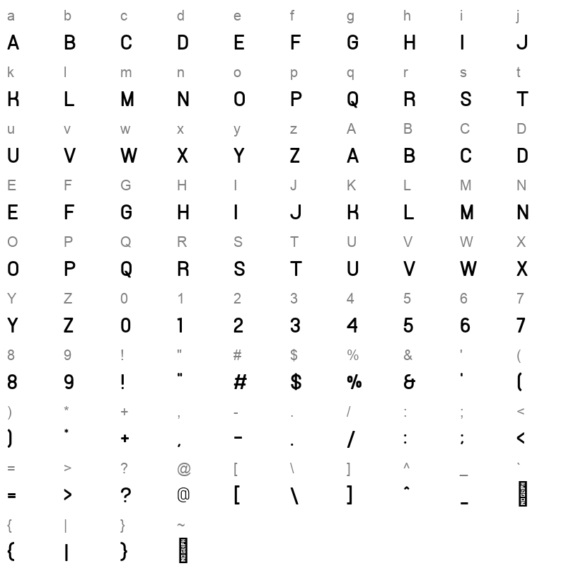 Esentika Regular Character Map