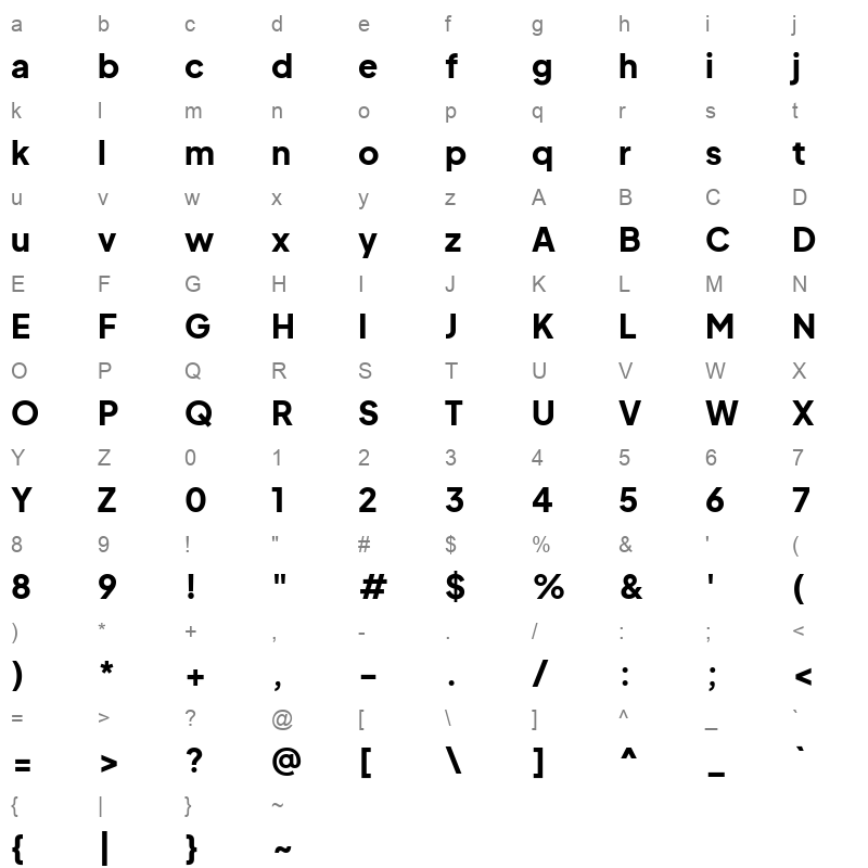 EudoxusSans ExtraBold Character Map