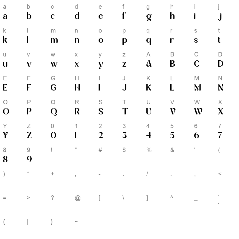 Eulogy SemiBold Character Map