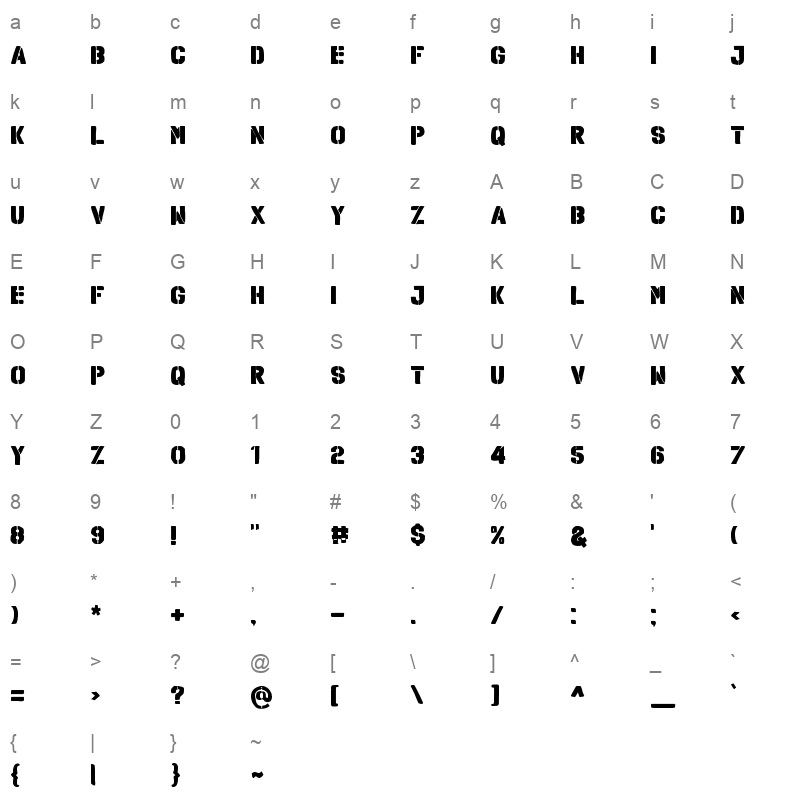 Explotion Character Map