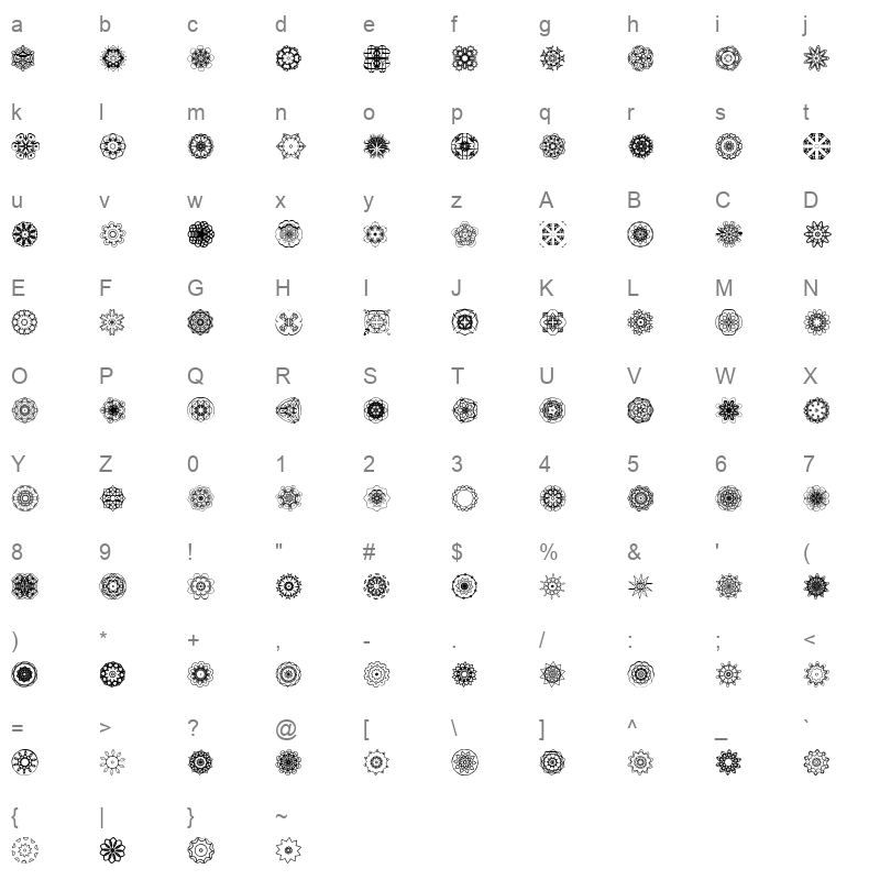 Extasy Regular Character Map
