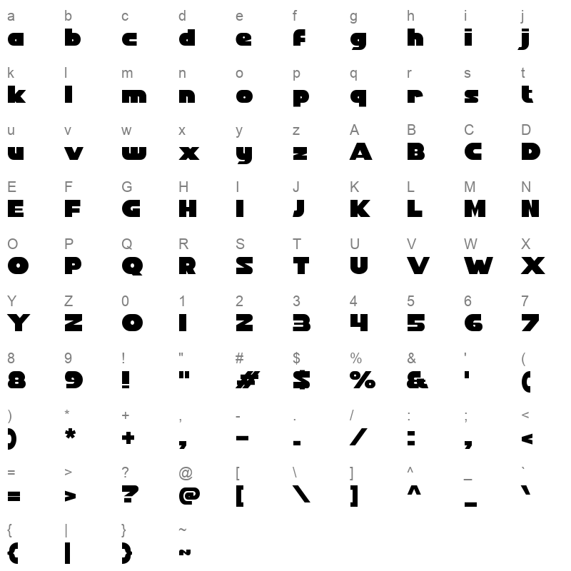 f Fun Park 678 Character Map