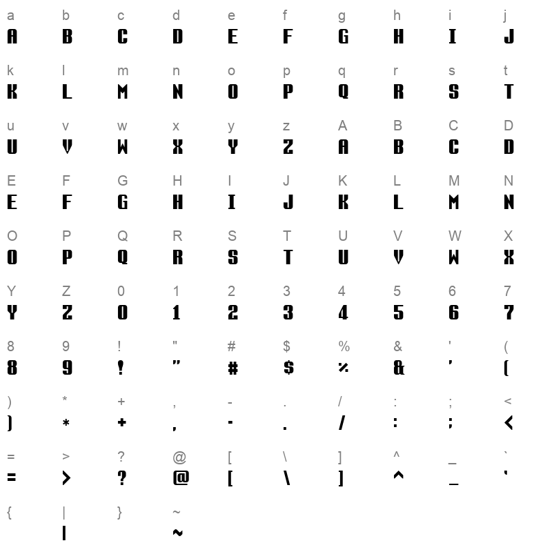 F Zero SNES TTF Character Map