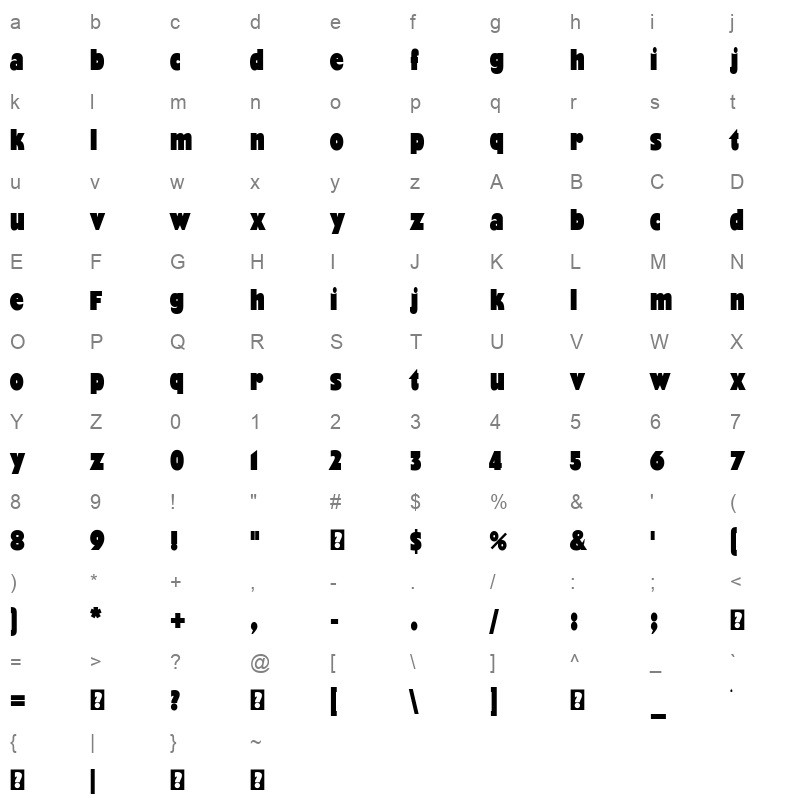FFF tuoi tre Text Character Map