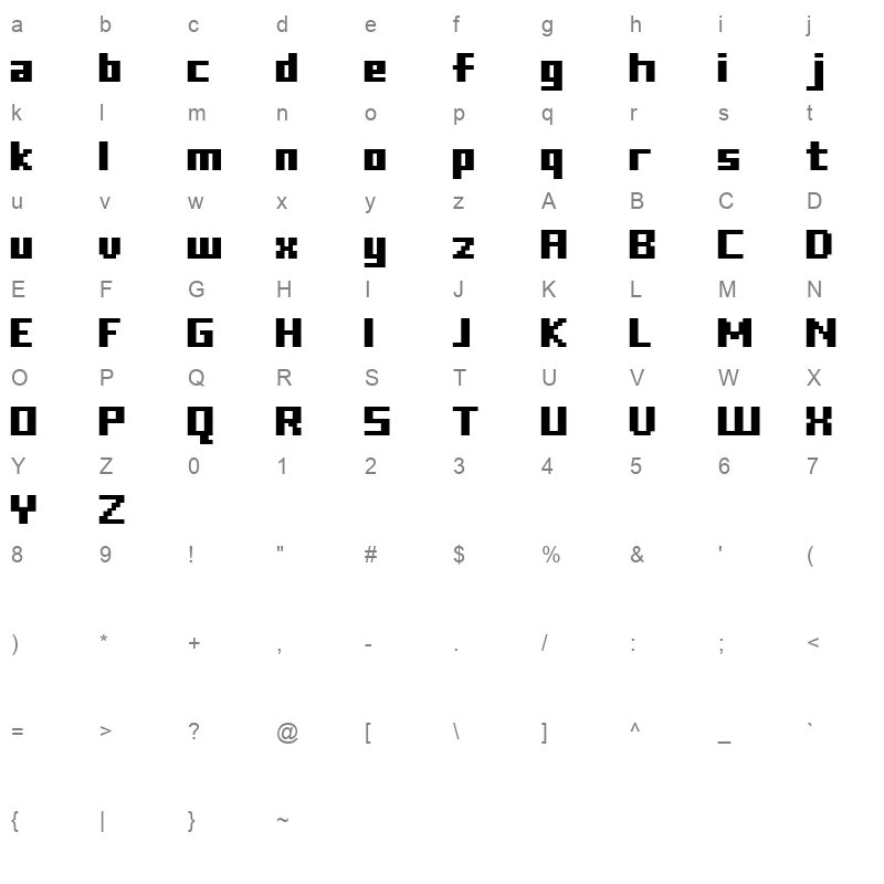 FFFFREED Character Map