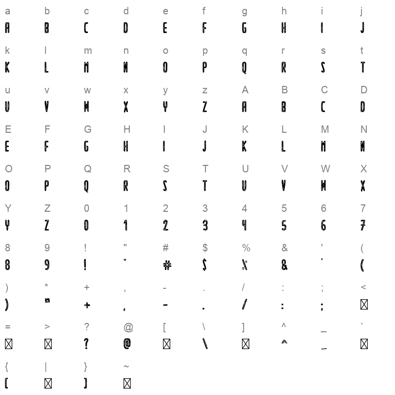 FFTaweel BoldStamp Character Map