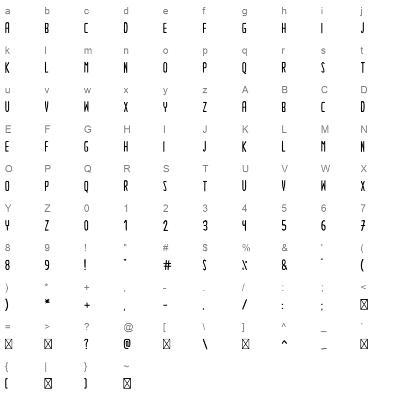 FFTaweel Regular Character Map