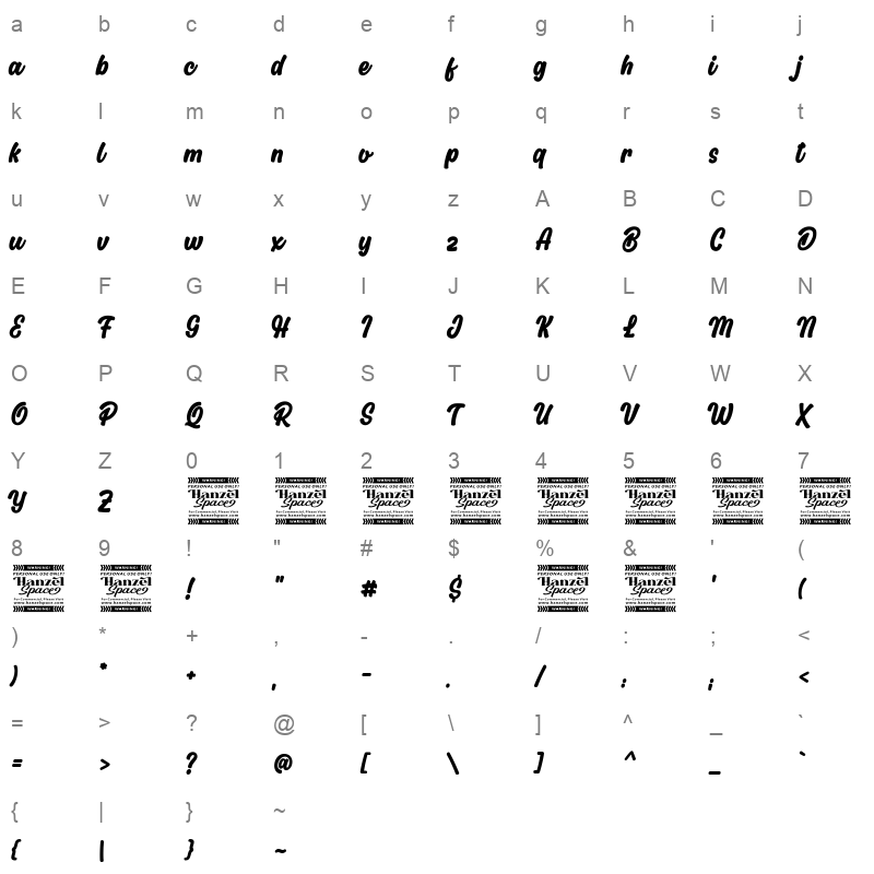 Flicker Character Map